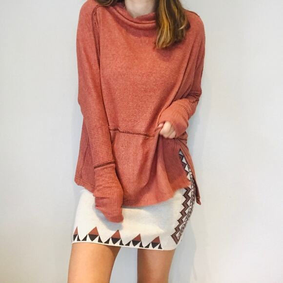 Free People rust orange oversized ribbed thermal - Picture 4 of 8